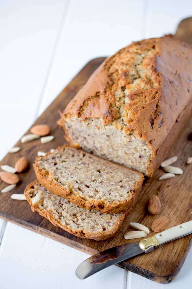 Sliced banana bread