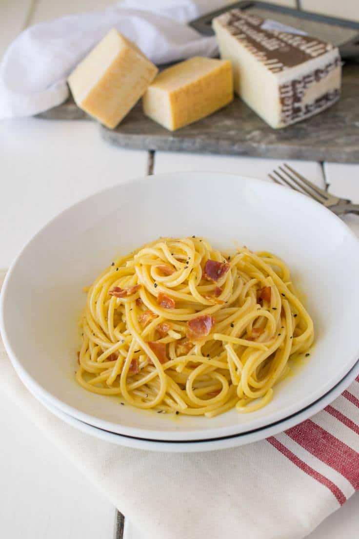 The perfect bowl of pasta with Parmesan and Pecorino cheeses