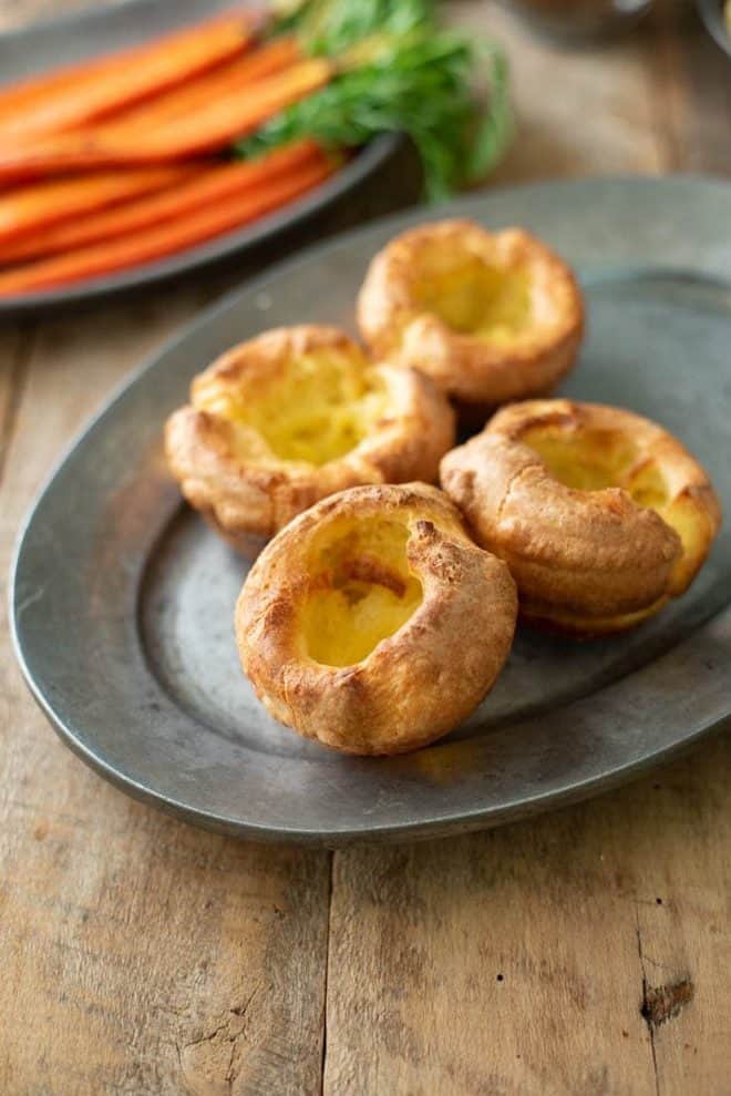 4 Yorkshire pudding on a plate